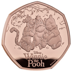 Moneda de oro 100 años de Winnie the Pooh – Amistad 50p 2026 Proof