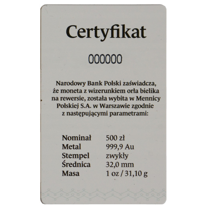 Orzeł Bielik 1 uncja Złota 2017