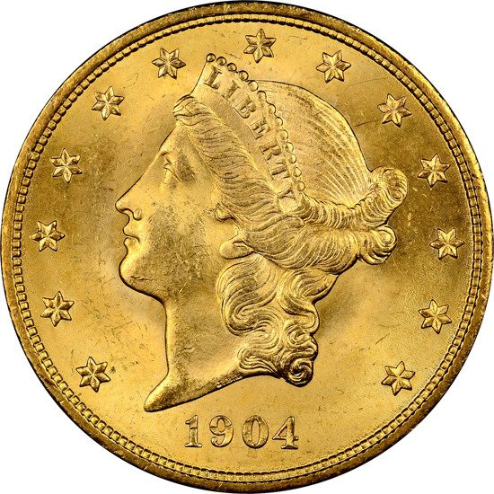 Liberty Head $20 Złoto 1904