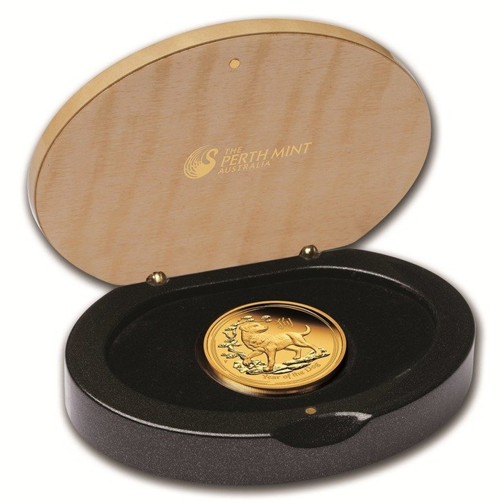 Lunar II: Año del Perro 1/10 onza Oro 2018 PROOF