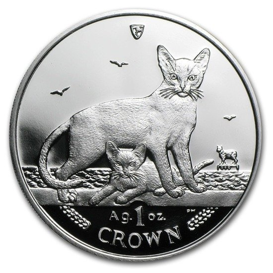 Ostrov Man Série kočky: Abyssinian 1 unce stříbra 2010 Proof