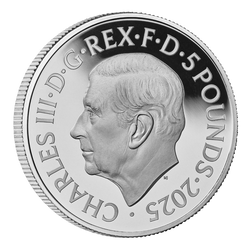 A 150-a aniversare a emisiunii Liberty colorată £5 argint 2025 Proof