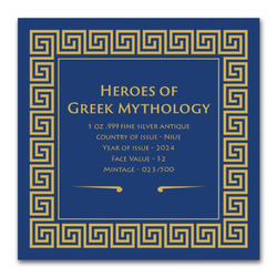 Niue: Heroes of Greek Mythology - Perseus 1 oz Silver 2024 Antiqued Coin