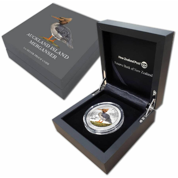 New Zealand Merganser Colorized 2 oz Silver 2021 Proof