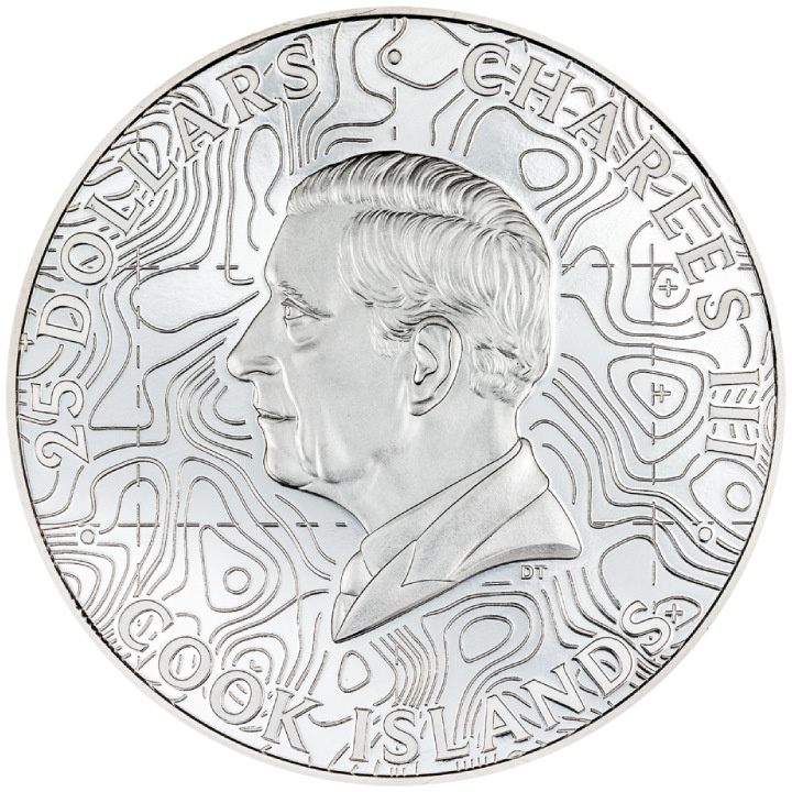 Cook Islands: Topography - Grand Canyon kolorowany 5 uncji Srebra 2023 Proof Ultra High Relief