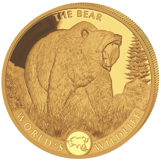 Zestaw 4 monet Congo: World‘s Wildlife - The Bear Złoto 2022 Proof