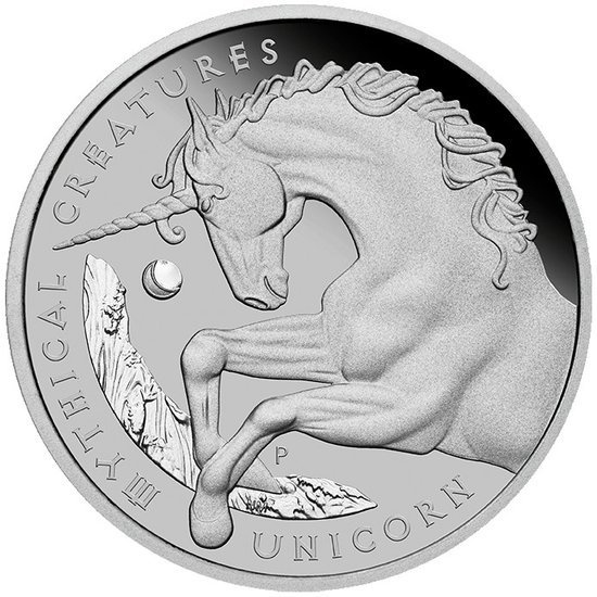 Mítikus lények: egyszarvú 1 uncia platina 2021 Proof