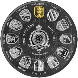 Niue: Camelot - Artur Pendragon 1 uncja Srebra 2023 Multimetal