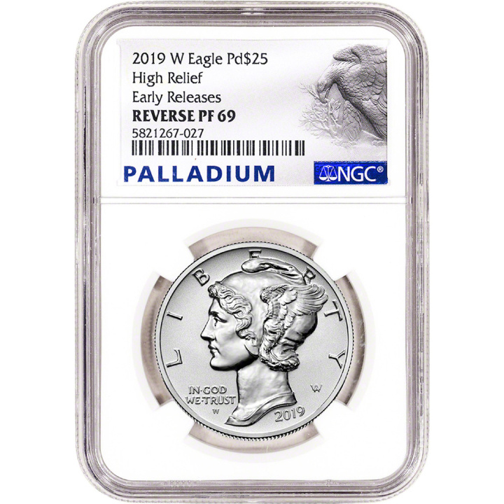 Amerykański Orzeł 1 uncja Palladu 2019 NGC High Relief Reverse Proof PF69 Early Releases