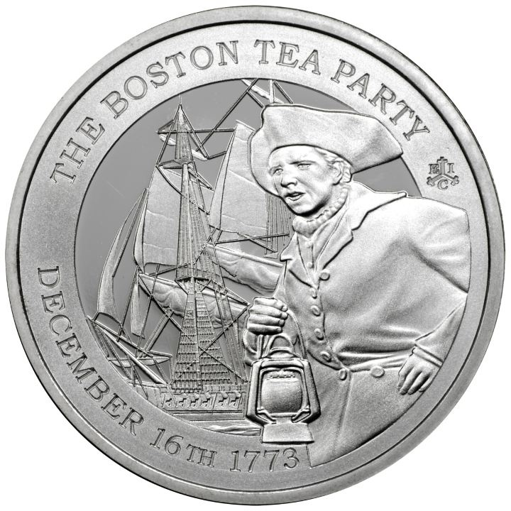 Szent Ilona: Boston Tea Party 250. évforduló 1 uncia ezüst 2023