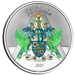 Santa Lucía - Escudo de Armas de color 1 oz Plata 2023 Prooflike