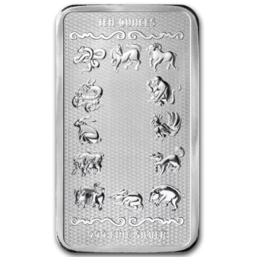 Сребърно кюлче Lunar Year of the Goat 10 унции сребро 2027 Prooflike