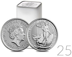 Britannia 1 once d'argent 2019 LOT DE 25 PIÈCES