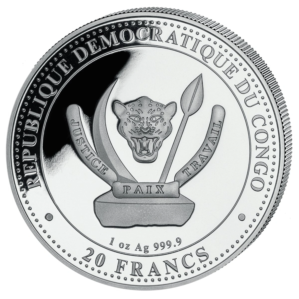 Silver Coin Congo: Prehistoric Life - Velociraptor Mongoliensis
