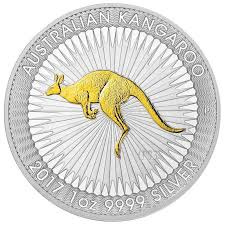 Australský klokan 1 unce stříbra 2017 Pozlacená