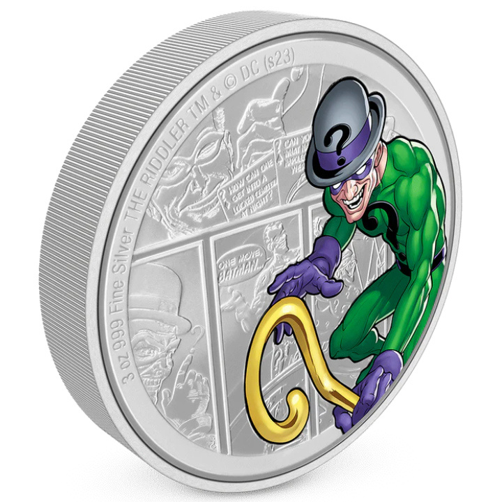 Niue: DC Villains - The Riddler coloreado 3 oz Plata 2023 Proof