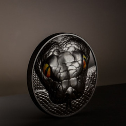 Palau : Hunters by Night – Python colorée 1000 grammes d'argent 2023 Obsidian Black Ultra High Relief
