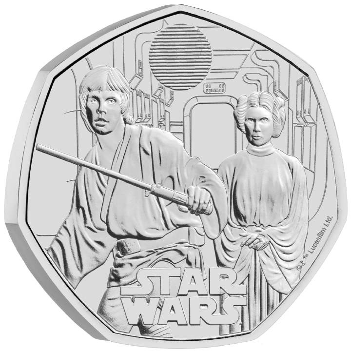 Star Wars Luke Skywalker and Princess Leia 50p Cupronichel 2023