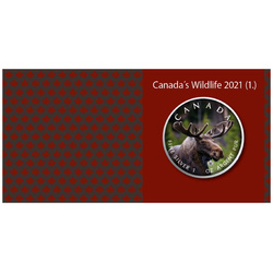 Canada's Wildlife: Maple Leaf - Moose coloured 1 oz Silber 2021 Coin