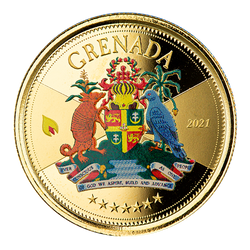 Grenada: Stemma colorato 1 oncia d'oro 2021