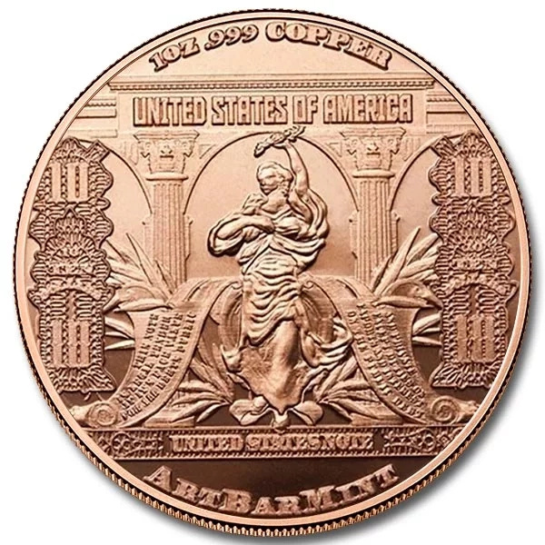$10 banknote 1 ounce of copper