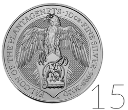 The Queen’s Beasts: The Falcon of the Plantagenets 10 oz Silber 2020 PAKET 15 Stück
