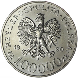 Polonia: III RP "Solidaridad" 100 000 zloty Plata 1990