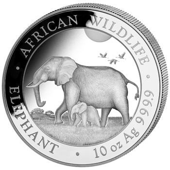 African Wildlife: Elefante somalo 10 once d'argento 2022