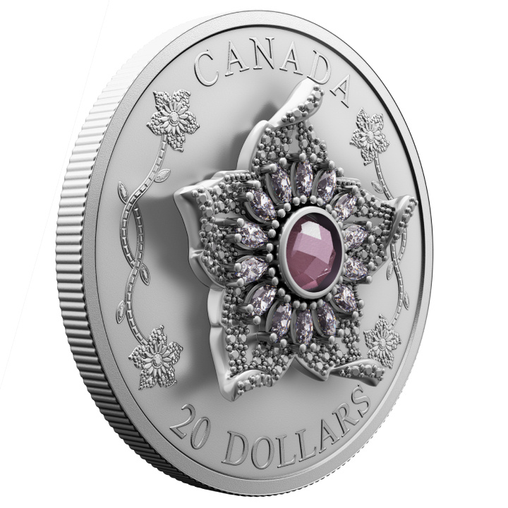 Canadá: Williamson Broche de Diamantes $20 Plata 2025 Prueba Mate