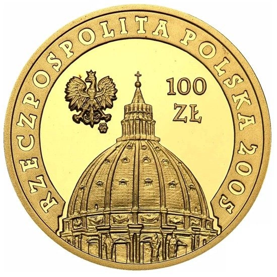 Papež Jan Pavel II. 100 PLN 2005 Proof