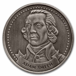 Founders of Liberty: Adam Smith - Free Enterprise 1 uncja Srebra Antiqued Coin