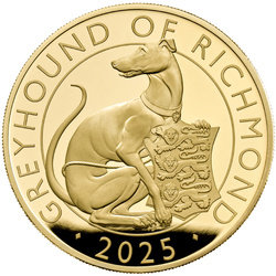 The Royal Tudor Beasts: Greyhound of Richmond 5 oz zlata 2025 Proof