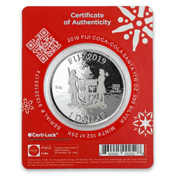 Fiji: Fiji Coca-Cola Santa 1 oz Silver 2019 Holiday Coin Slab 