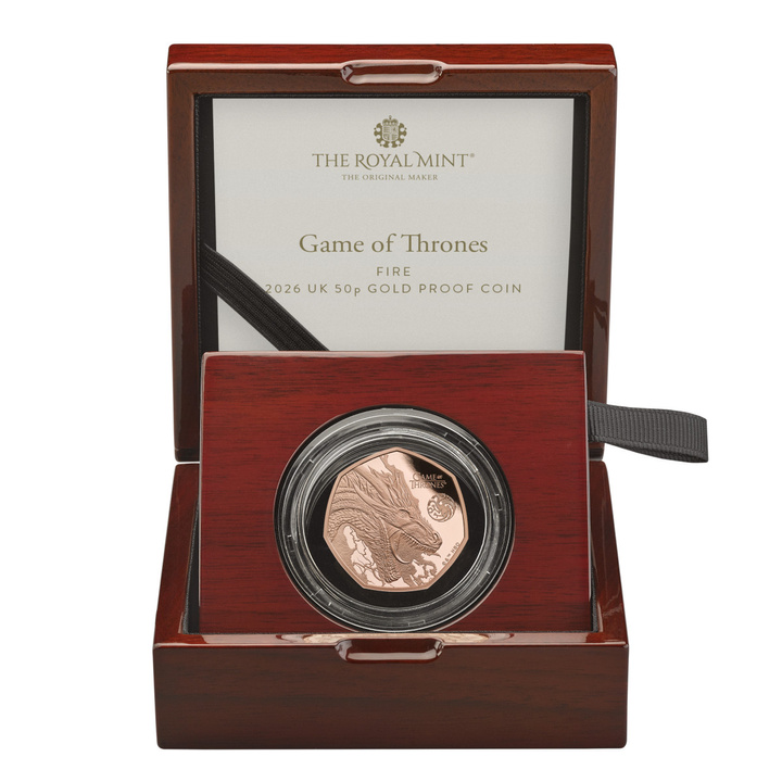 Gold Coin Game of Thrones - Fire 50p Gold 2026 Proof