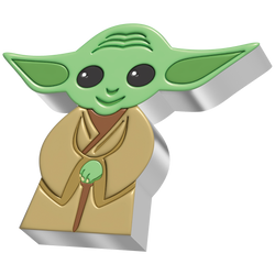 Niue: Star Wars – Yoda Chibi Coin, colorized, 1 oz Silver, 2022, Proof.