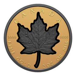Hoja de Arce Canadiense - Super Incuse 2 oz Oro 2023 Negro Prueba de Rodio