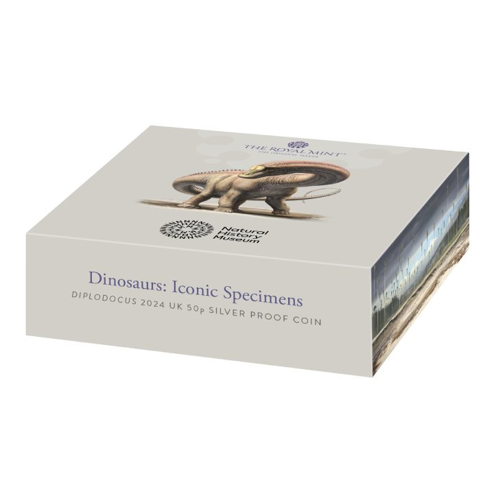 Dinosaurs: Iconic Specimens - Diplodocus 50p Srebro 2024 Proof