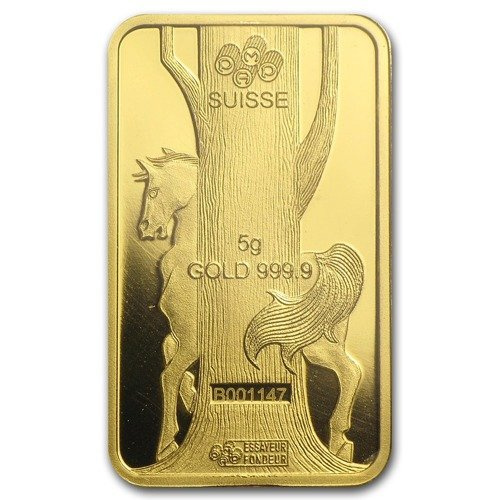 5 gram Gold Bar Lunar Jahr des Pferd