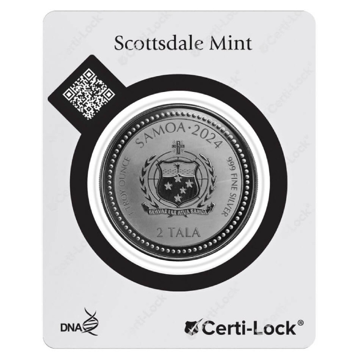 Samoa: Year of the Dragon 1 uncja Srebra 2024 Black Rhodium (moneta w karcie)