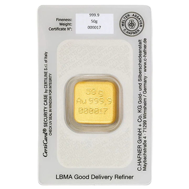 Lingou de aur turnat 50 g C Hafner