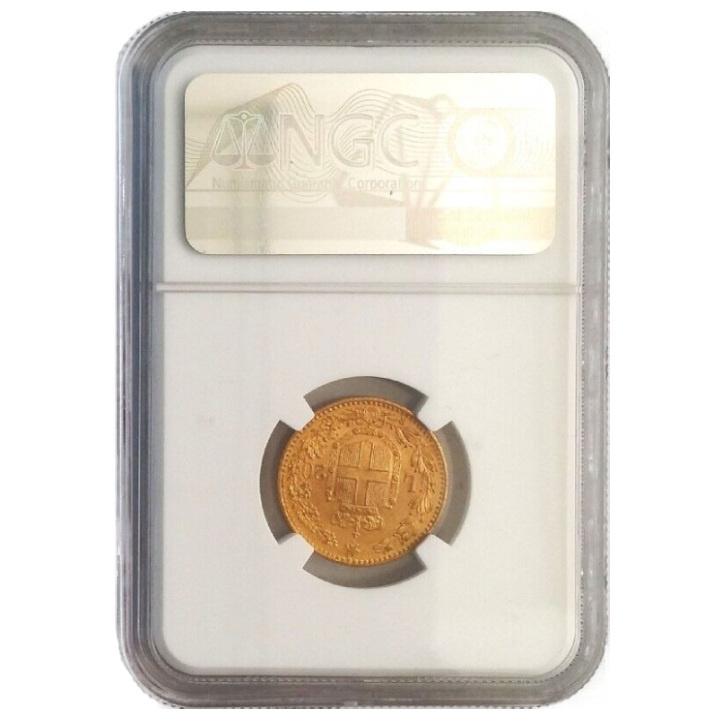 Włochy 20 Lirów Złoto 1882 MS-61 NGC
