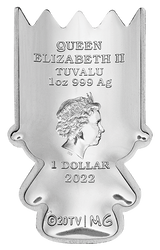 Tuvalu: Bart Simpson kolorowany 1 uncja Srebra 2022 Minted Minis Coin