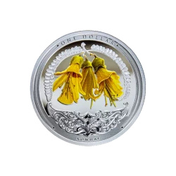Discover New Zealand: Kowhai coloured 1 oz Silber 2021 Proof