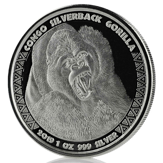 Congo: Goryl srebrnogrzbiety 1 uncja Srebra 2019