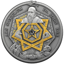 Niue: The Alchemists - Dr. J. Dee „Ars Speculum“ 5 $ stříbro 2022 Antique Finish