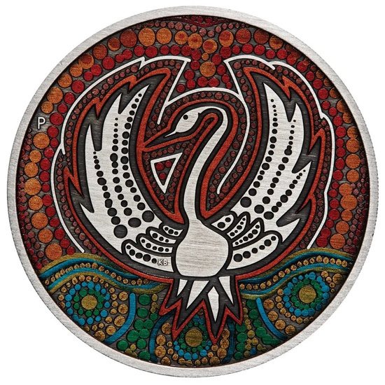 Cisne Negro Maali coloreado 2 oz Plata 2022 Proof