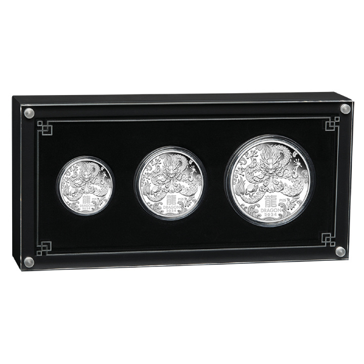 Perth Mint : Lunar III - Année du Dragon : ensemble de 3 pièces en argent 2024 Proof