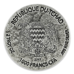 Republic of Chad: ERS Ramesses II: Afterlife 2 oz Silver 2017 Antiqued Coin