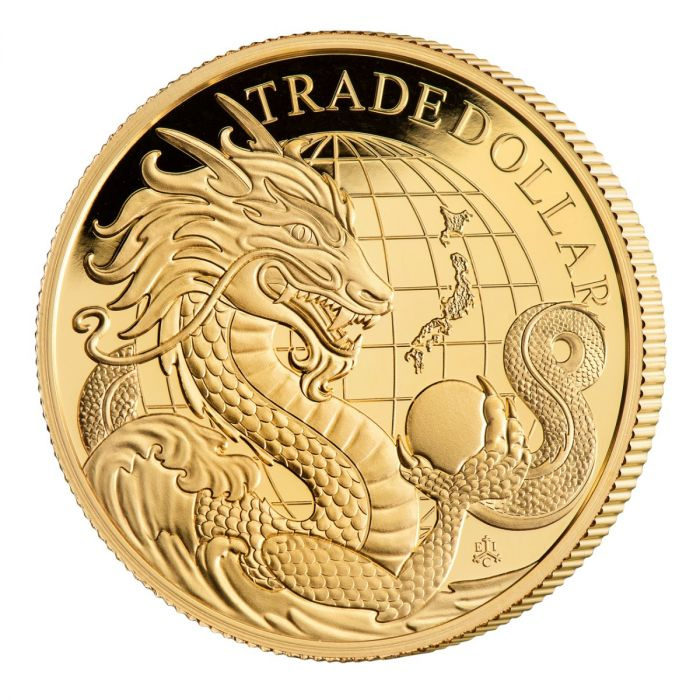 St Helena Modern Japanese Trade Dollar 1 oncia d'oro 2023 Proof