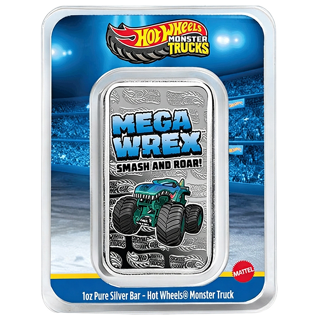 Unce Slitek Pamp: Hot Wheels - Monster Truck 1 kolorovaná unce Stříbra 2025 ...